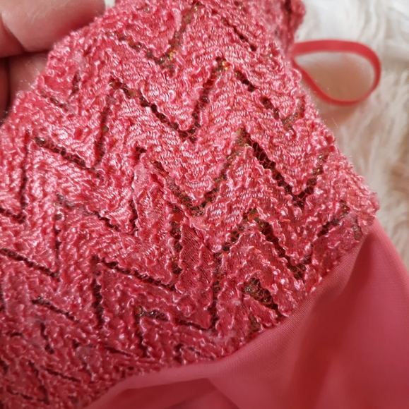 VINTAGE Shimmer Sequin Empire Asymmetrical Adjustable Strap Dress - Picture 7 of 13